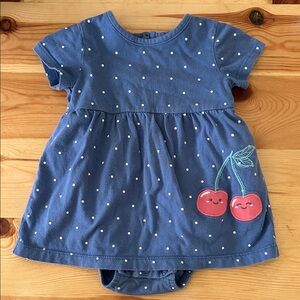 Carter’s Blue Polka Dot Cotton Cherry 🍒 Baby Dress 😊